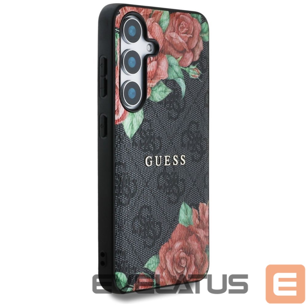 Muud kaubad Guess Guess Leather 4G Flowers Print Metal Classic Logo MagSafe Case for Samsung Galaxy S25 - Black