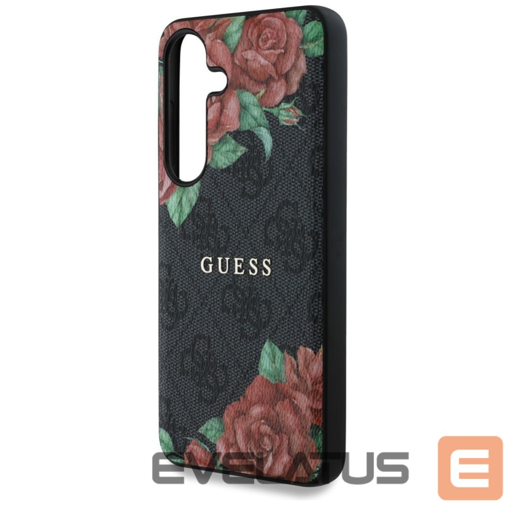 Muud kaubad Guess Guess Leather 4G Flowers Print Metal Classic Logo MagSafe Case for Samsung Galaxy S25 - Black
