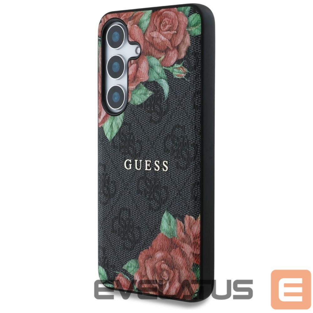 Muud kaubad Guess Guess Leather 4G Flowers Print Metal Classic Logo MagSafe Case for Samsung Galaxy S25 - Black