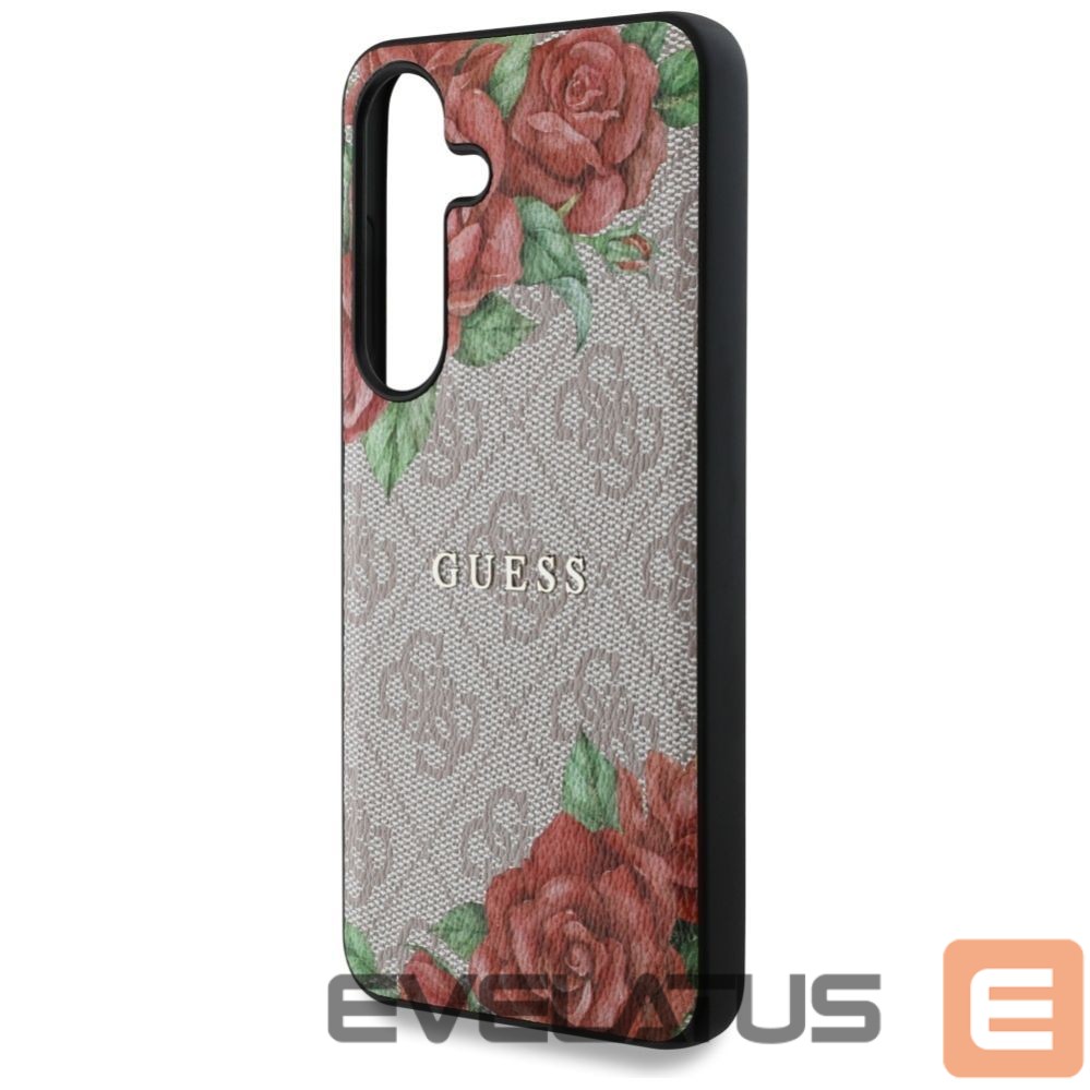 Muud kaubad Guess Guess Leather 4G Flowers Print Metal Classic Logo MagSafe Case for Samsung Galaxy S25 - Pink