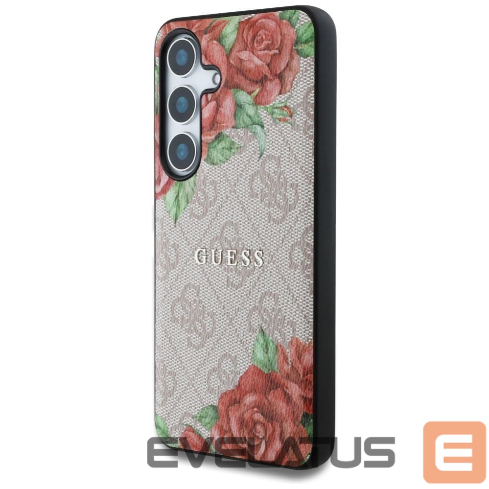 Muud kaubad Guess Guess Leather 4G Flowers Print Metal Classic Logo MagSafe Case for Samsung Galaxy S25 - Pink