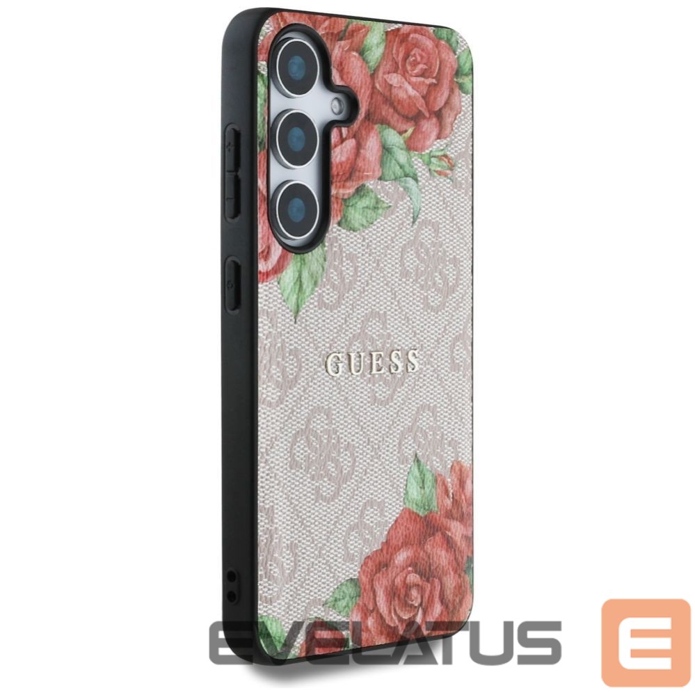 Muud kaubad Guess Guess Leather 4G Flowers Print Metal Classic Logo MagSafe Case for Samsung Galaxy S25 - Pink