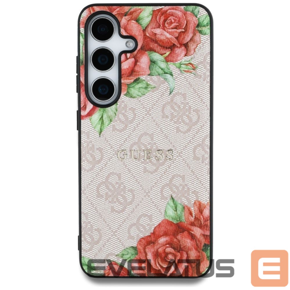 Muud kaubad Guess Guess Leather 4G Flowers Print Metal Classic Logo MagSafe Case for Samsung Galaxy S25 - Pink