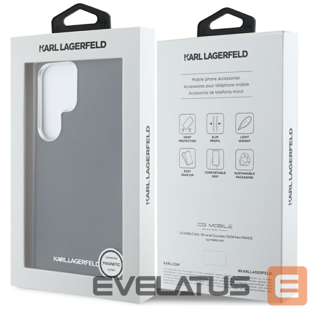 Muud kaubad Karl Lagerfeld Karl Lagerfeld Saffiano Full Wrapped Elongated Metal Logo MagSafe Case for Samsung Galaxy S25 Ultra - Black
