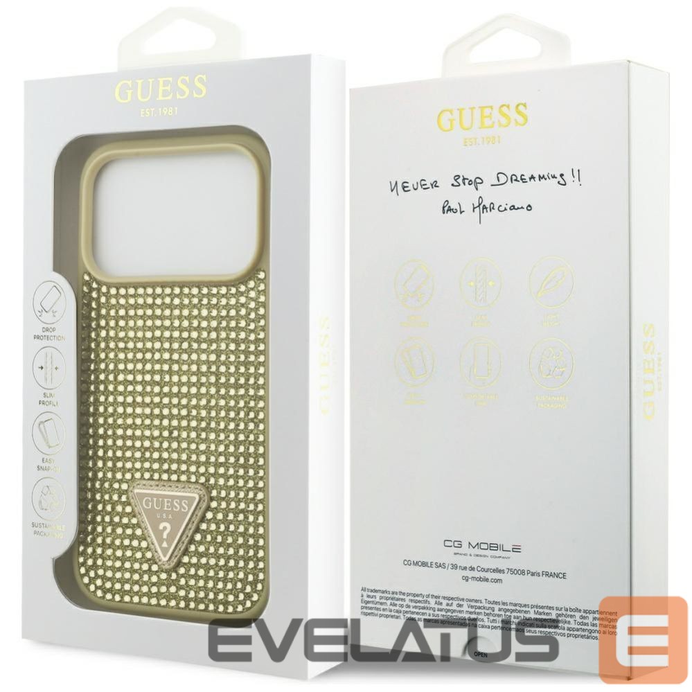 Muud kaubad Guess Guess Rhinestone Triangle Logo iPhone 17 Pro Case - Gold