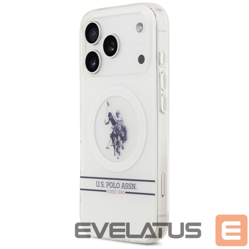 Muud kaubad U.S. Polo PU US Polo DH and Bottom Stripe Logo MagSafe Case for iPhone 17 Pro - White