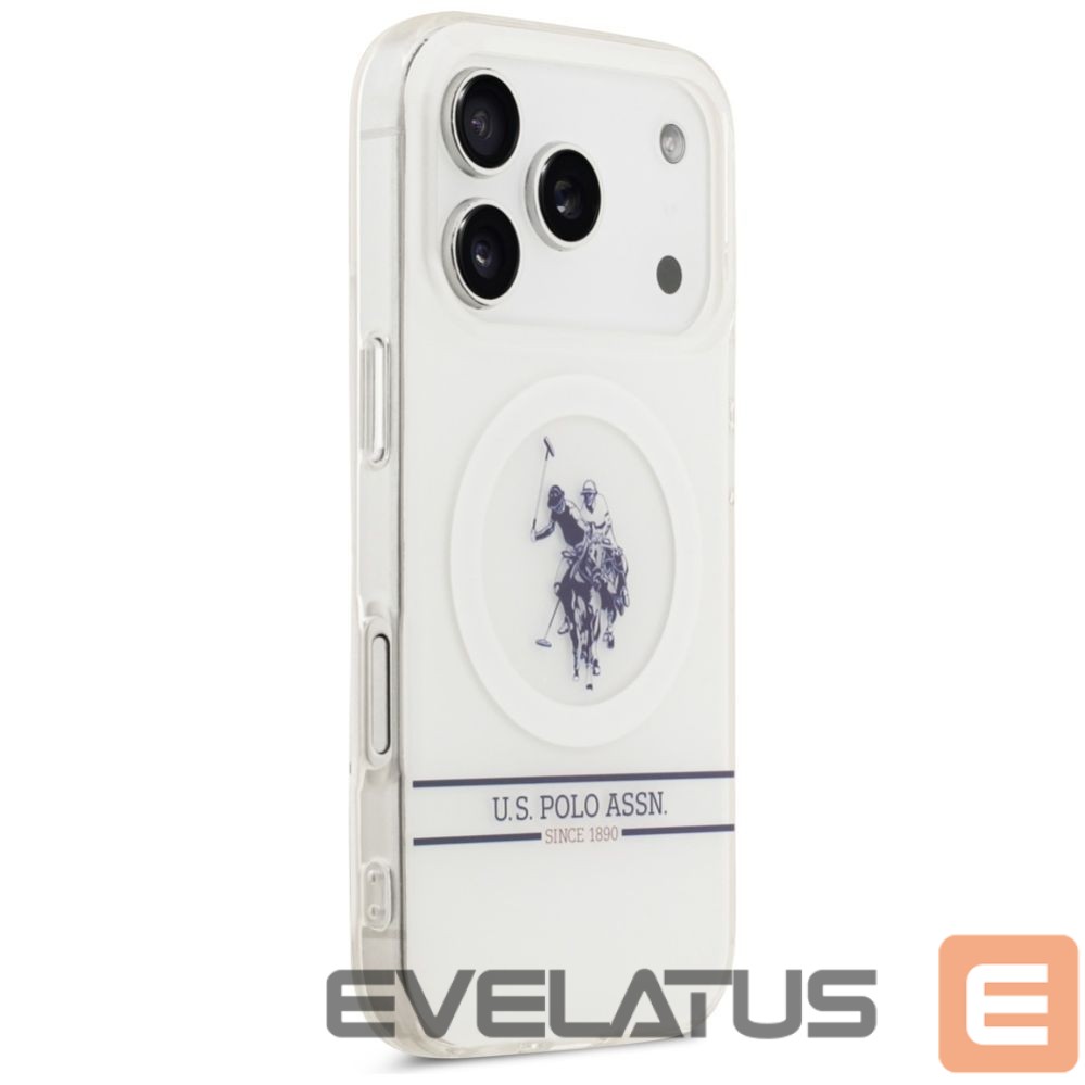 Muud kaubad U.S. Polo PU US Polo DH and Bottom Stripe Logo MagSafe Case for iPhone 17 Pro - White