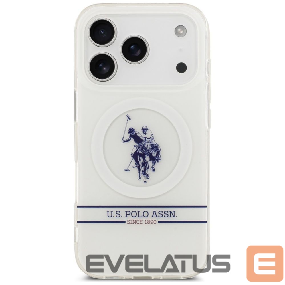 Muud kaubad U.S. Polo PU US Polo DH and Bottom Stripe Logo MagSafe Case for iPhone 17 Pro - White