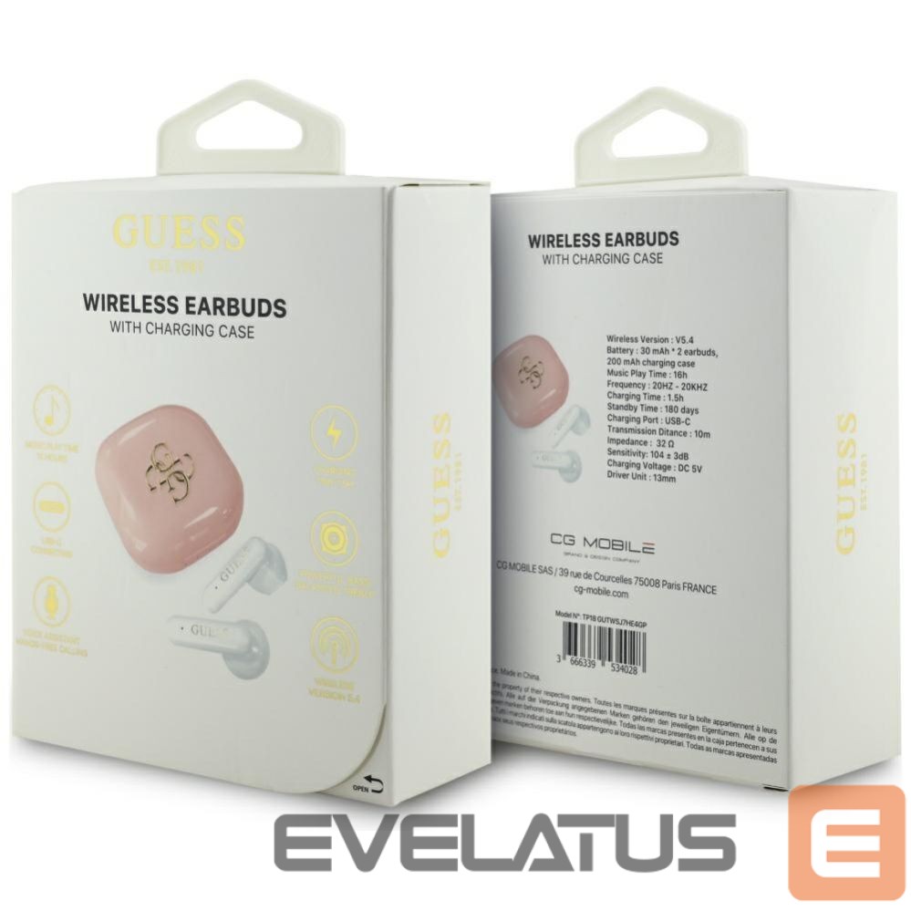 Muud kaubad Guess Guess 4G Metal Logo TWS Wireless Headphones - Pink