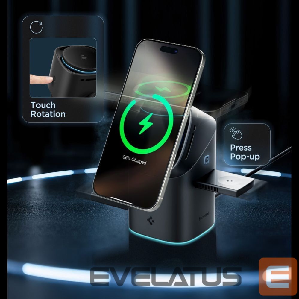 Muud kaubad Spigen Spigen Essential EF223MS 3-in-1 QI2 Wireless Charger - Black
