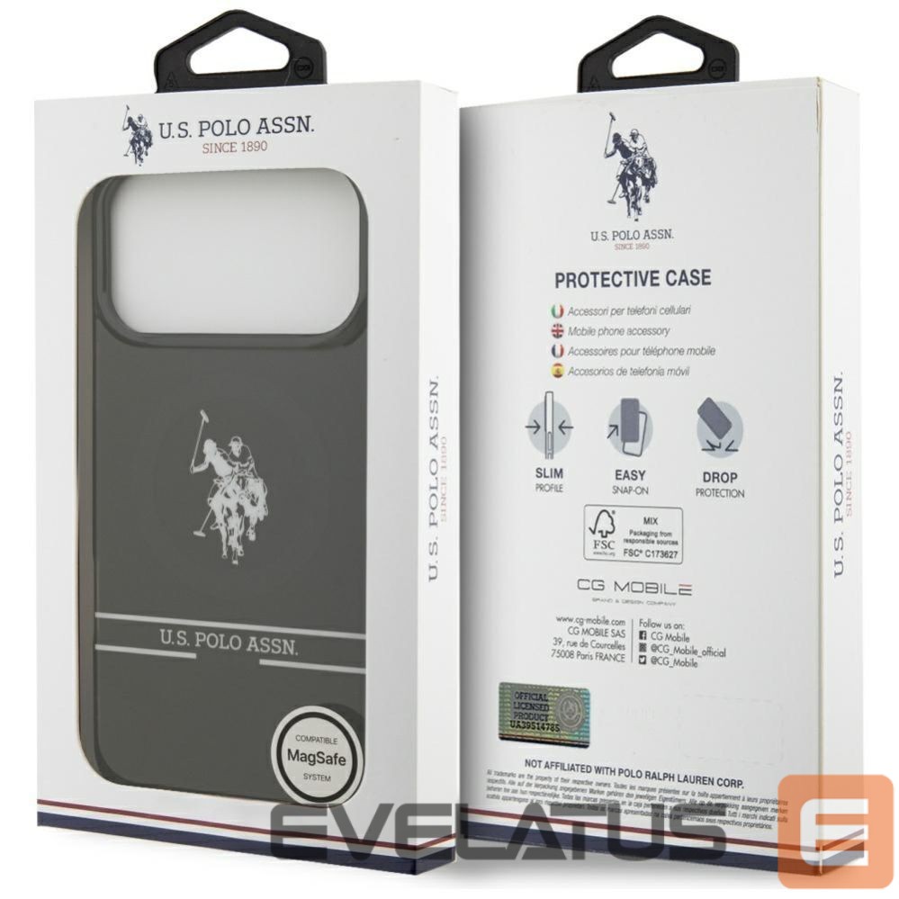 Muud kaubad U.S. Polo PU US Polo DH and Bottom Stripe Logo MagSafe Case for iPhone 17 Pro Max - Black