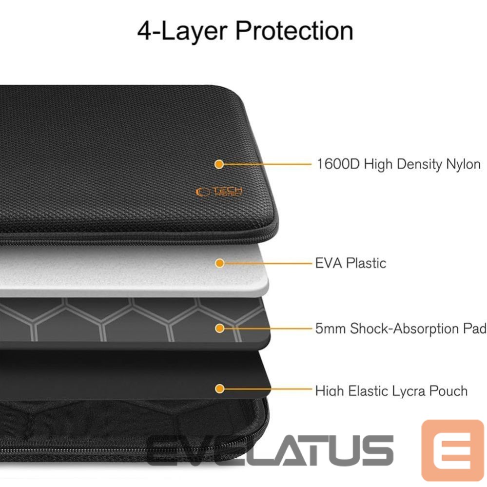 Muud kaubad Tech-Protect Tech-Protect Hardpouch for 15-16 Laptops - Black and Orange