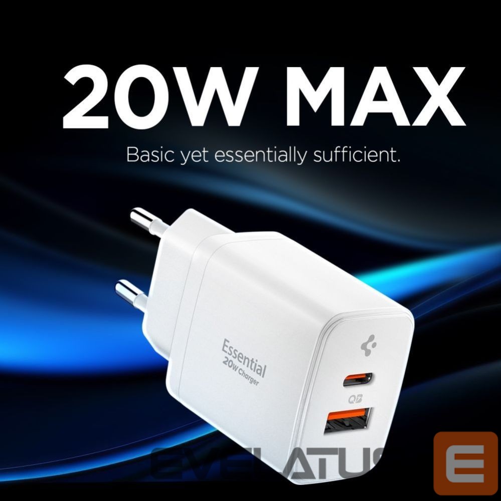 Muud kaubad Spigen Spigen Essential EE202EU 20W Wall Charger - White