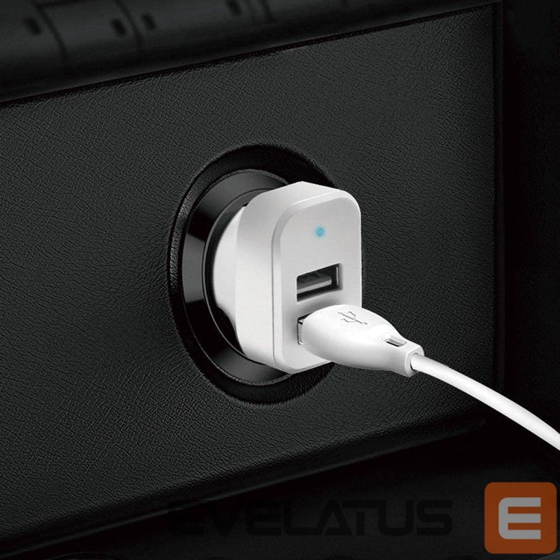 Adaptrid Dudao Dudao car kit charger 2x USB 2.4A + cable USB 3in1 Lightning / Type C / micro USB cable white (R7 white)