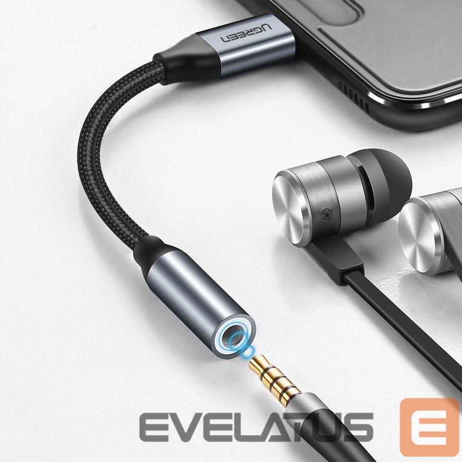 Adaptrid Ugreen Ugreen Headphone Adapter with 3.5mm mini jack to USB Type C 10cm gray (30632)