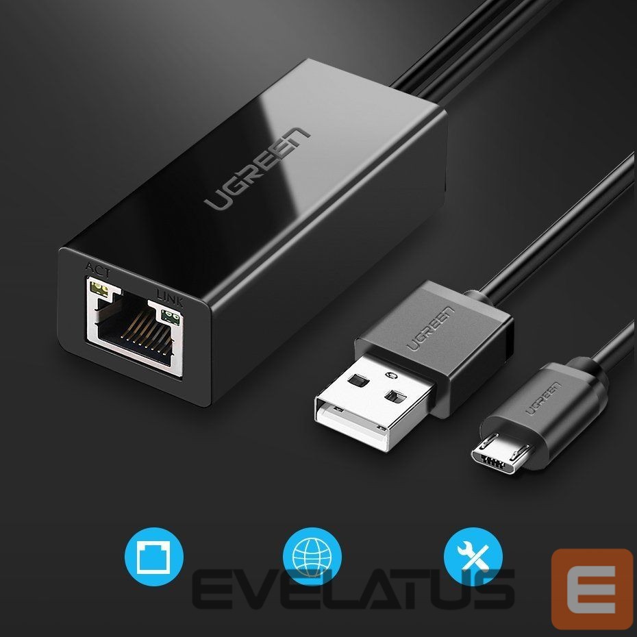 Muu telefoni lisavarustus Ugreen Ugreen 30985 external network card for Chromecast with micro USB / USB-A connectors 100Mb/s 1m - black