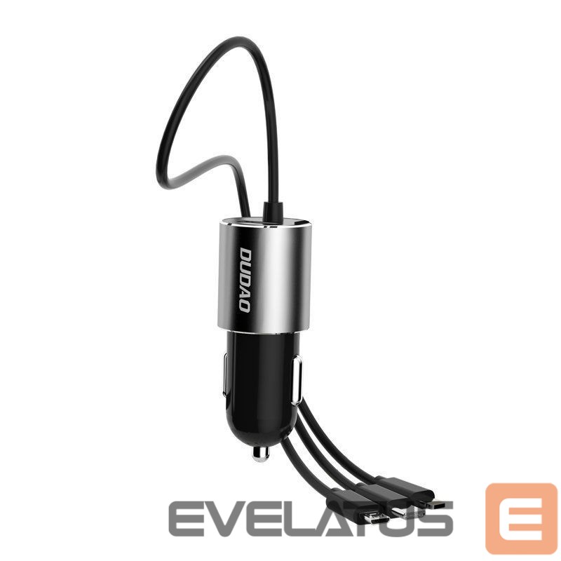 Adaptrid Dudao Dudao 3in1 USB car charger 3,4 A built-in cable Lightning / USB Type C / micro USB black (R5ProN black)
