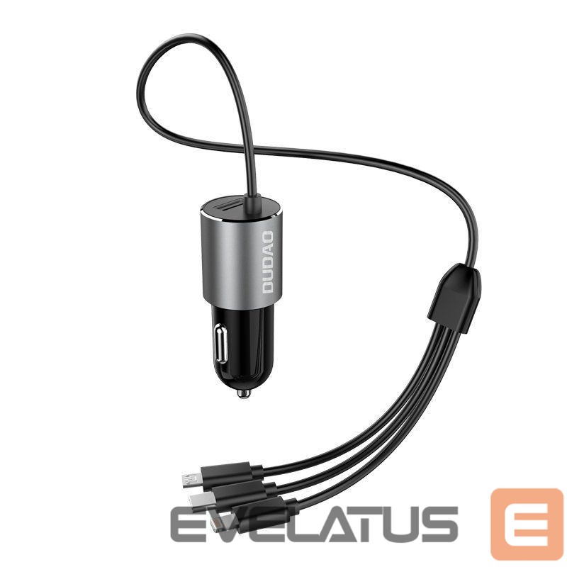 Adaptrid Dudao Dudao 3in1 USB car charger 3,4 A built-in cable Lightning / USB Type C / micro USB black (R5ProN black)