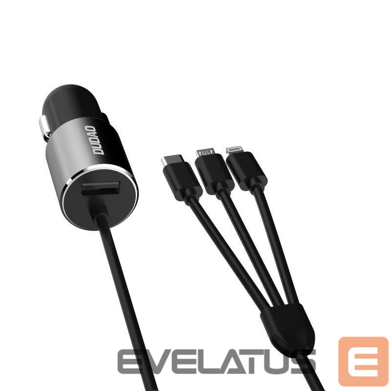 Adaptrid Dudao Dudao 3in1 USB car charger 3,4 A built-in cable Lightning / USB Type C / micro USB black (R5ProN black)