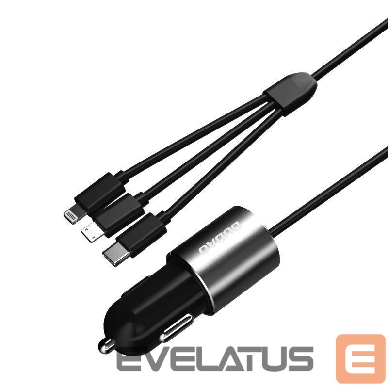 Adaptrid Dudao Dudao 3in1 USB car charger 3,4 A built-in cable Lightning / USB Type C / micro USB black (R5ProN black)
