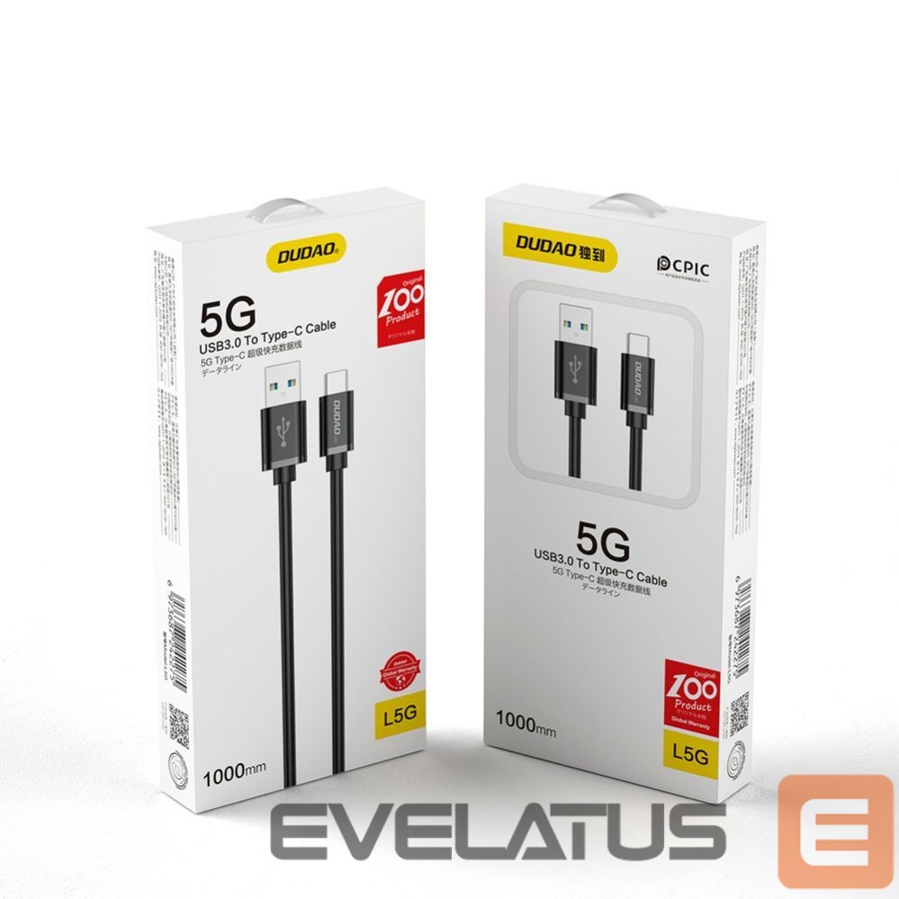Kaabel Dudao Dudao cable USB cable - USB Type C Super Fast Charge 1 m black (L5G-Black)
