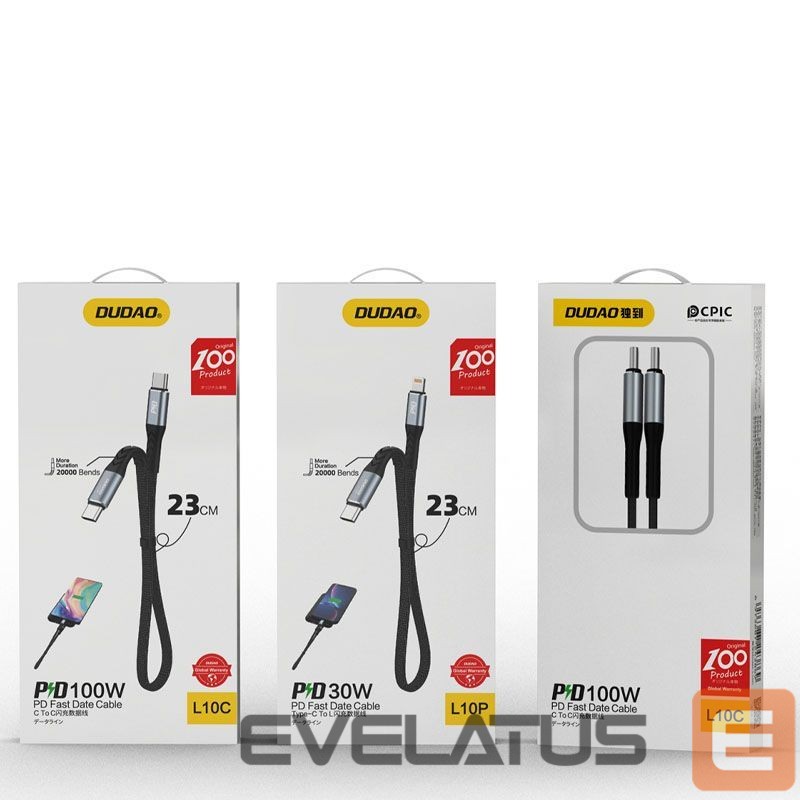 Kaabel Dudao Dudao L10C USB-C - USB-C PD cable 100W 5A 0.23m - black