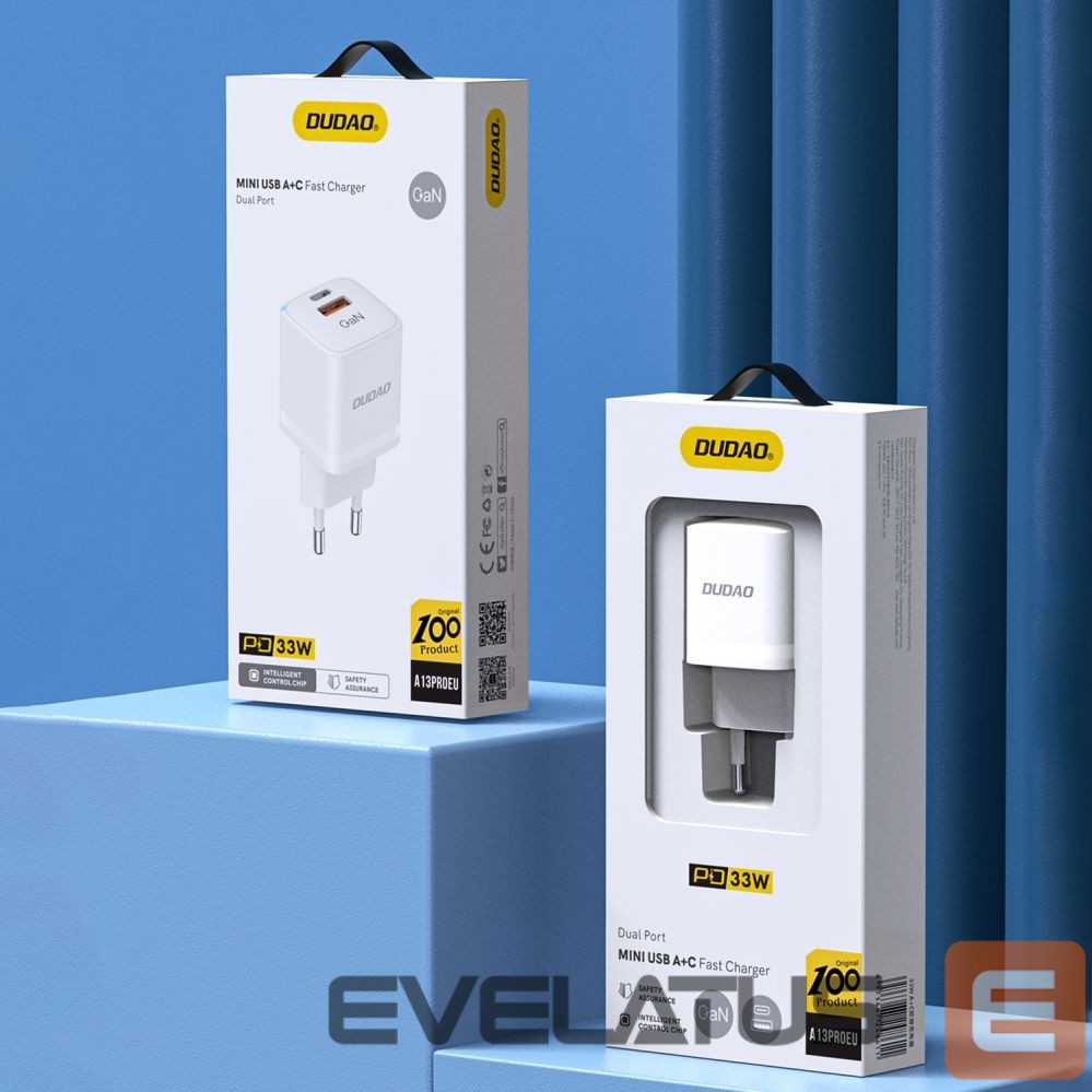 Adaptrid Dudao Wall charger GaN 33W PPS USB C/USB Dudao A13Pro - white