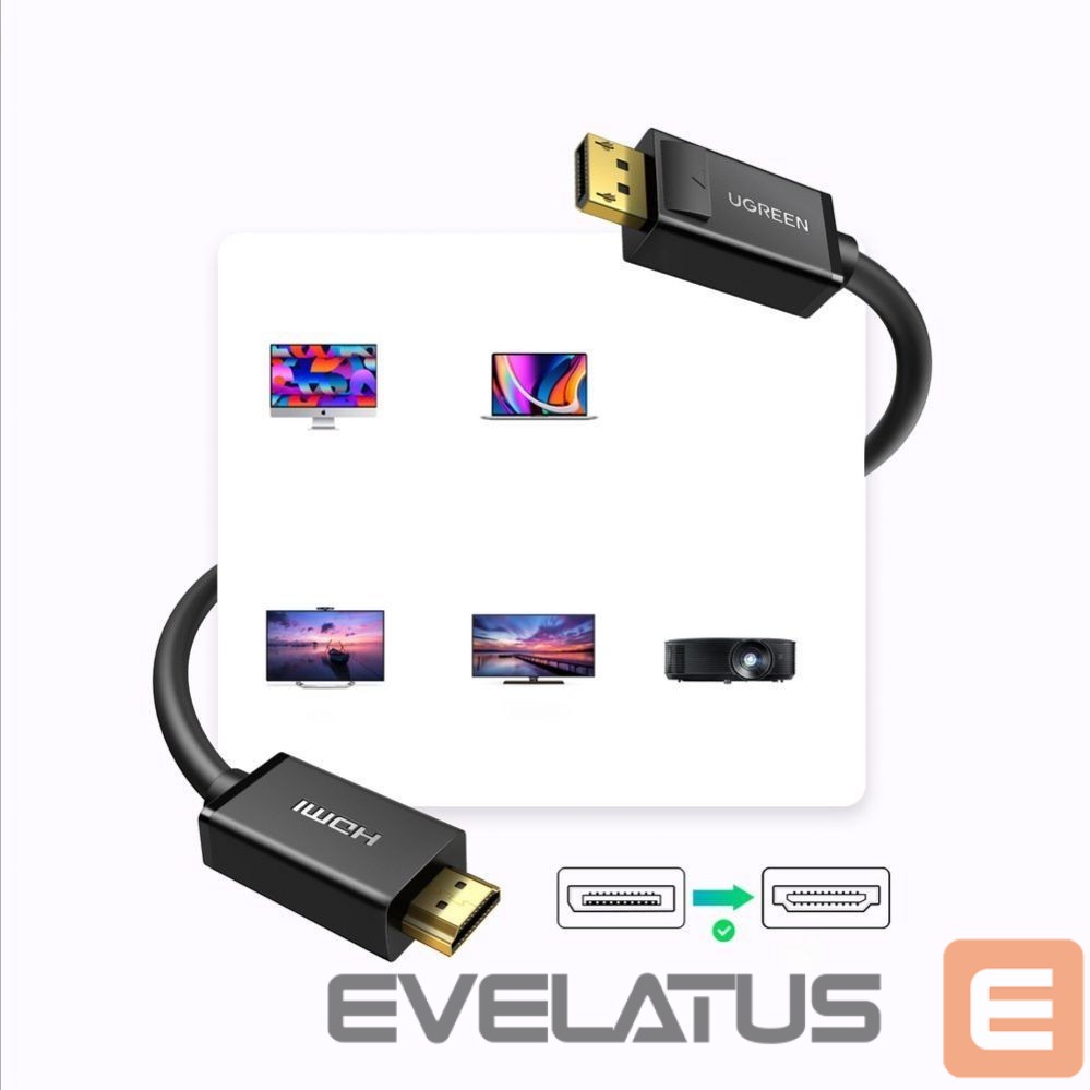 Üleminek Ugreen DisplayPort - HDMI cable Ugreen DP101 4K 3m - black