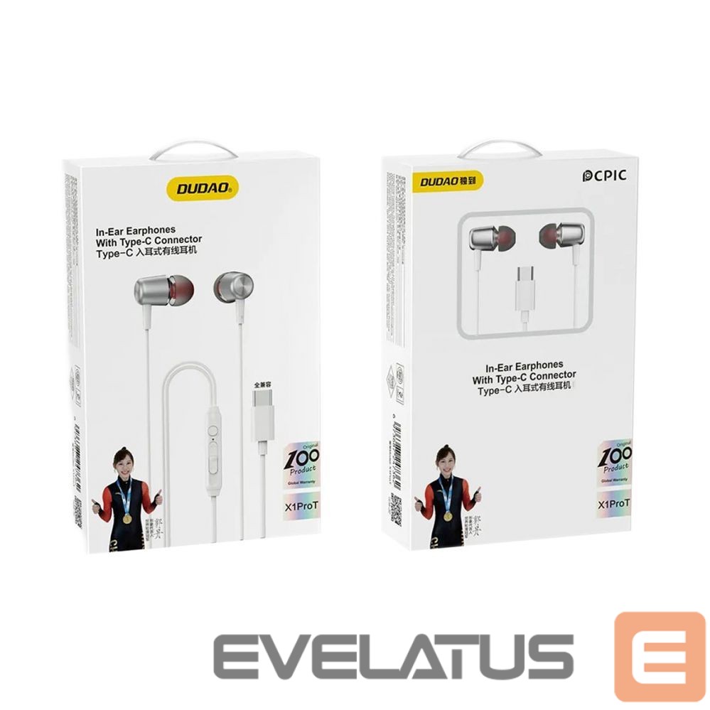 Kõrvaklapid Dudao IEM Earphones X1ProT Type-C 1200mm White