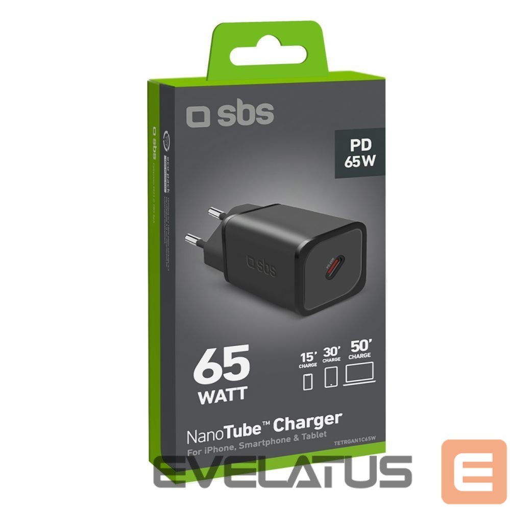 Adaptrid SBS SBS TETRGAN1C65W 65W GaN Power Delivery Charger - Black