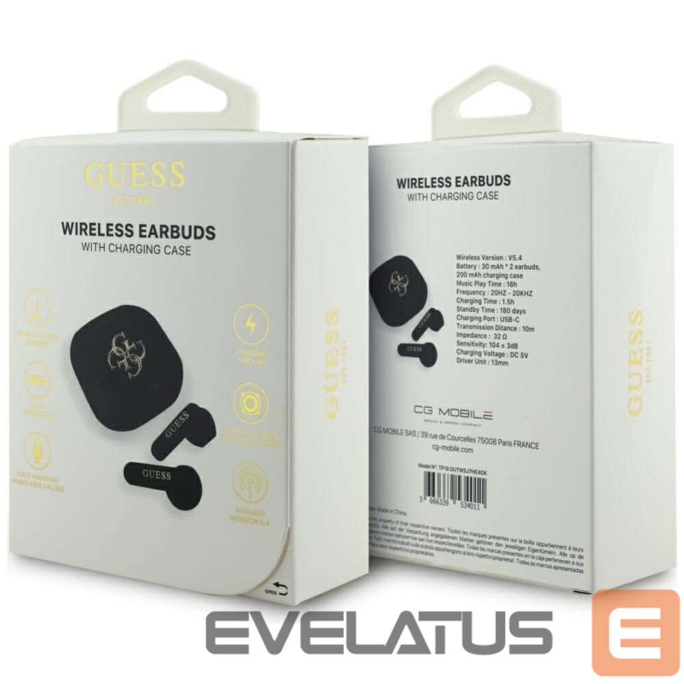 Juhtmevabad kõrvaklapid Guess Wireless earphones TWS Guess 4G Metal Logo black