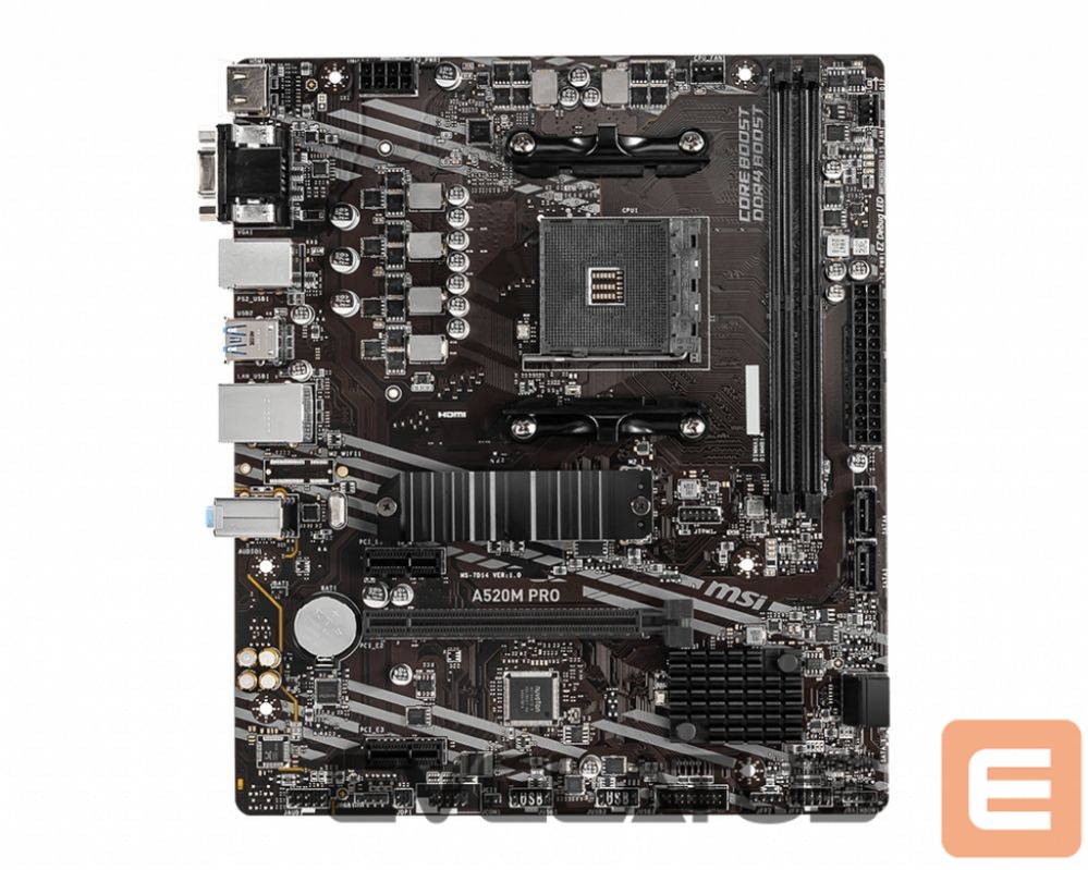 Intel protsessori emaplaat MSI A520M PRO Processor family AMD, Processor socket AM4, DDR4, Memory slots 2, Chipset AMD A, Micro ATX