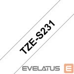 Tarvikud ja tarvikud Brother  TZ-S231 Strong Adhesive Laminated Tape Black on White, TZe, 1.2 cm, 8 m 