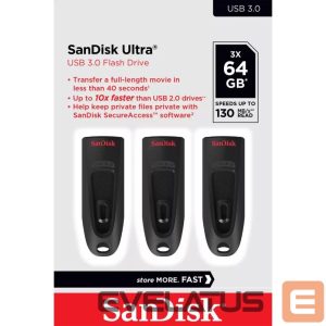 Mälupulk SANDISK BY WESTERN DIGITAL  MEMORY DRIVE FLASH USB3 64GB/3PK SDCZ48-064G-G46T 