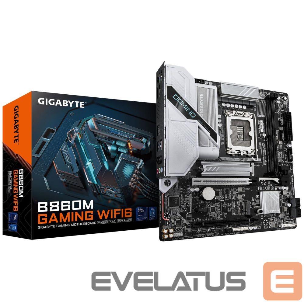 Intel protsessori emaplaat Gigabyte Mainboard||Intel B860 Express|LGA1851|Micro-ATX|Memory DDR5|Memory slots 2|B860MGAMINGWIFI6