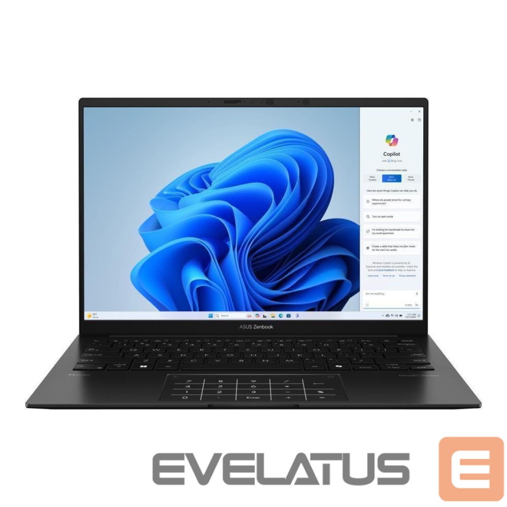 Sülearvuti Asus Notebook||ZenBook Series|14 OLED|UM3406KA-QD066W|CPU AMD Ryzen AI 5|340|2000 MHz|14"|1920x1200|RAM 16GB|LPDDR5x|SSD 1TB|AMD Radeon Graphics|Integrated|ENG|NumberPad|Windows 11 Home|Black|1.2 kg|90NB14U1-M00LJ0