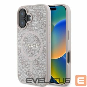 Tagakaaned Guess  Guess 4G Ring Classic Logo MagSafe iPhone 16 Case - Pink 
