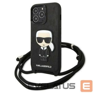 Muud kaubad Karl Lagerfeld  Karl Lagerfeld Leather Monogram Patch and Cord Iconik Case for iPhone 13 Pro / 13 - Black 