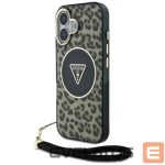 Muud kaubad Guess  Guess HC IML Leopard Triangle Cord Strap MagSafe iPhone 16 Case - Brown 