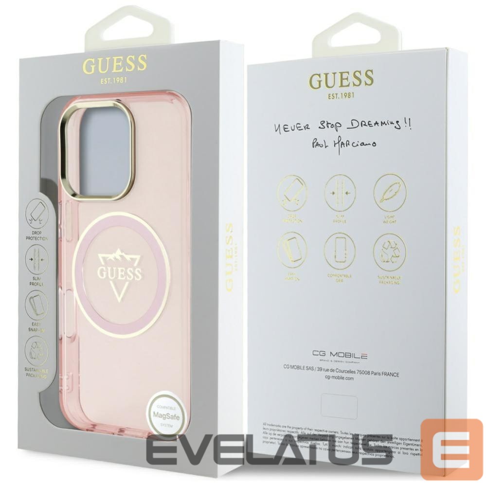 Muud kaubad Guess Guess IML Metal Mountain Logo MagSafe iPhone 16 Pro Max Case - Pink