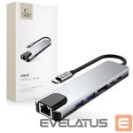 Muud kaubad Tech-Protect  Tech-Protect HB02 HUB Adapter 6in1 USB-C + USB2.0 + USB3.0 + HDMI 4K 30Hz + RJ45 + PD100W - gray 