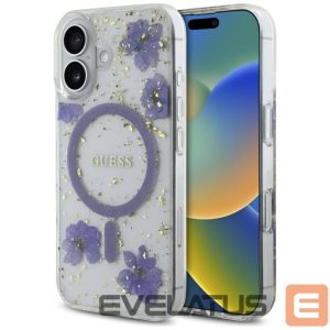 Muud kaubad Guess  Guess Resin Flowers Glitter MagSafe case for iPhone 16 - purple 