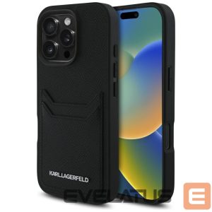 Muud kaubad Karl Lagerfeld  Karl Lagerfeld HC Grained PU Cardslot Metal Elong iPhone 16 Pro Case - Black 