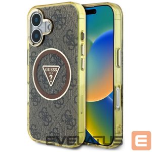 Muud kaubad Guess  Guess IML Metal Glitter 4G Circle Triangle MagSafe Case for iPhone 16 - Brown 