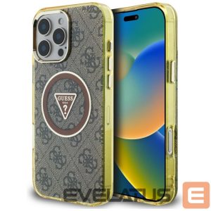 Muud kaubad Guess  Guess IML Metal Glitter 4G Circle Triangle MagSafe Case for iPhone 16 Pro - Brown 