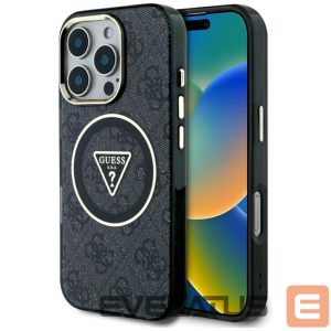 Muud kaubad Guess  Guess IML Metal Glitter 4G Circle Triangle MagSafe Case for iPhone 16 Pro - Black 