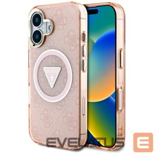Muud kaubad Guess  Guess IML Metal Glitter 4G Circle Triangle MagSafe case for iPhone 16 - pink 