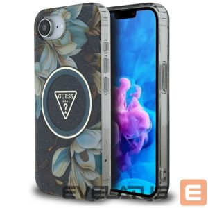 Muud kaubad Guess  Guess IML Metal Glitter Flowers Triangle MagSafe case for iPhone 16e - black 