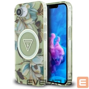 Muud kaubad Guess  Guess IML Metal Glitter Flowers Triangle MagSafe iPhone 16e Case - Green 