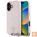 Tagakaaned Guess  Guess Grained Hot Stamp Peony Triangle Logo MagSafe iPhone 16 Case - Pink 